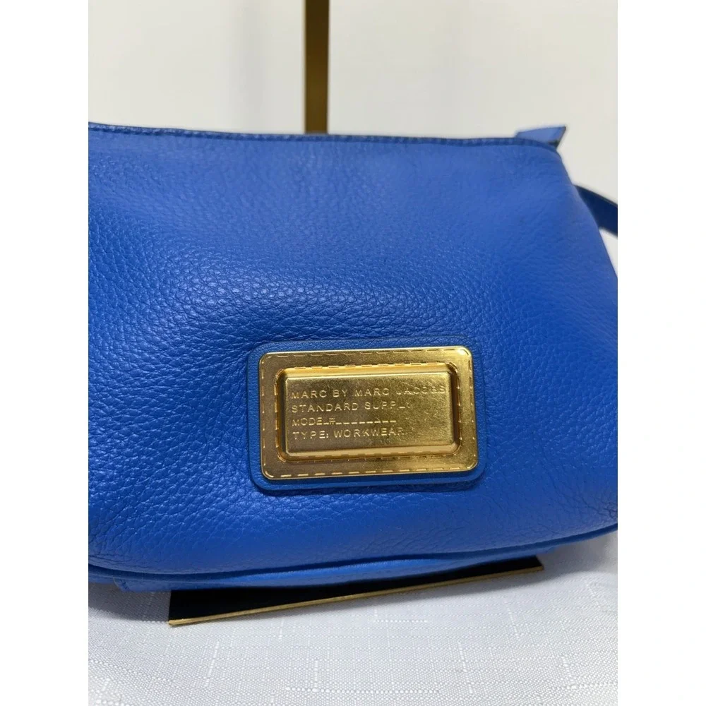 Marc By Marc Jacobs Pebbled Leather Crossbody Bag Women's Blue Adjustable Straps